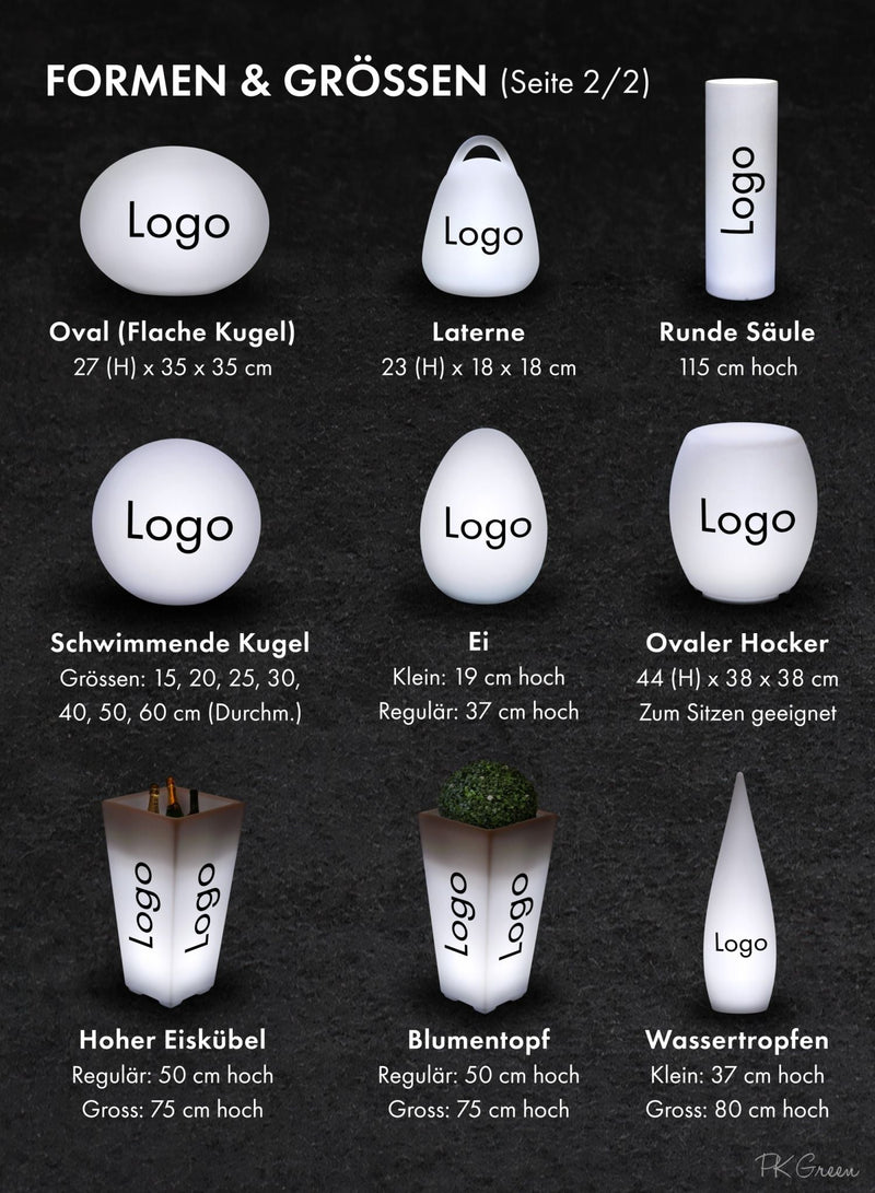 Personalisierte LED-Deckenleuchte Hängelame individualisiert mit Logo Leuchtkasten Kugellampe