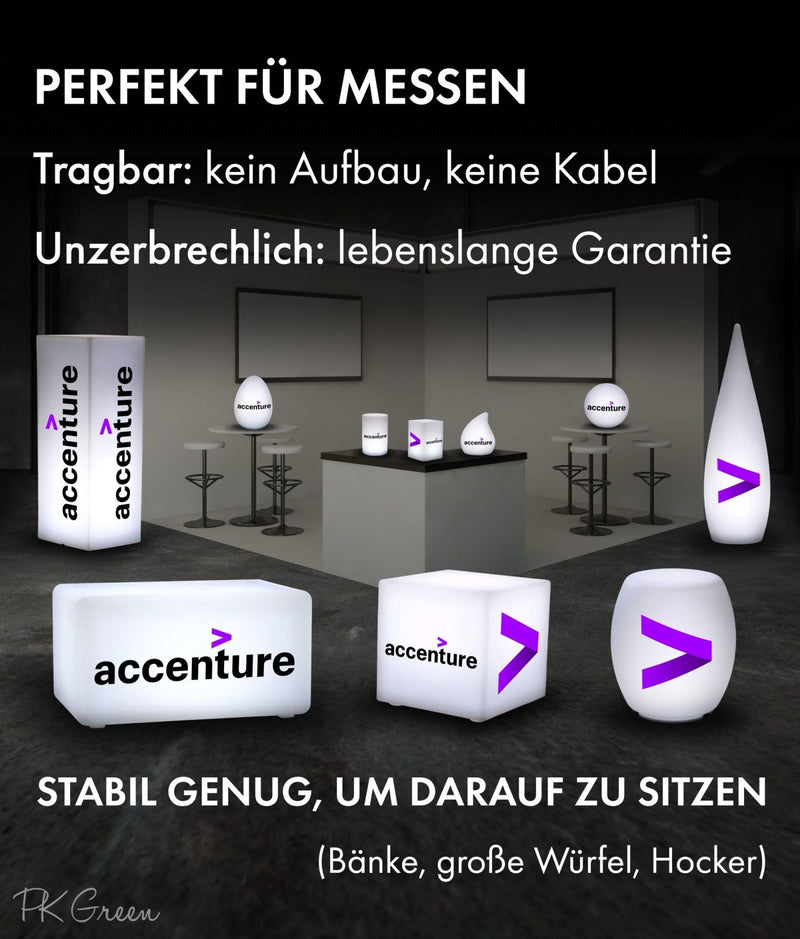 LED-Leuchtbox mit Logo, Individuelle Möbel Sitzbank Hocker, Personalisiertes Werbeschild für Firmenevent Dekor, Konferenz, Launch Party, Messe-Stand