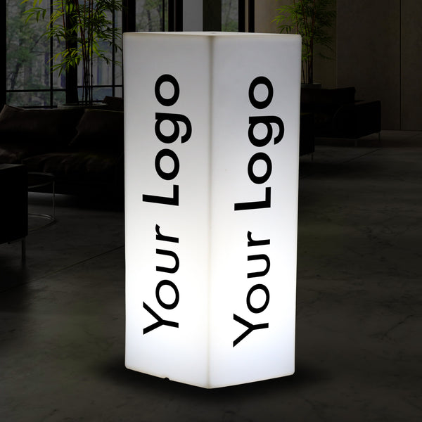 Messestand Leuchtreklame, personalisierte Outdoor-LED-Leuchtwerbung Säule Pfeiler Sockel Firmenevent Logo-Schild, Hoher Rahmenloser Leuchtwürfel