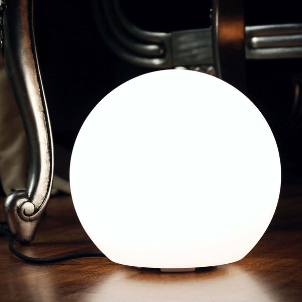 LED Nachttischlampe, 20cm Kugel Leuchte, netzbetrieb, weiss
