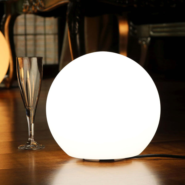 Runde LED Tischlampe 25cm, netzbetrieben, mit weissem E27 Leuchtmittel