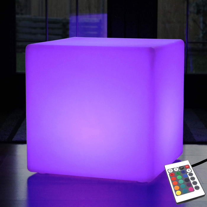 60cm Netzbetrieb LED RGB Würfel Sitz Hocker, Grosse Stehleuchte mit Farbwechsel