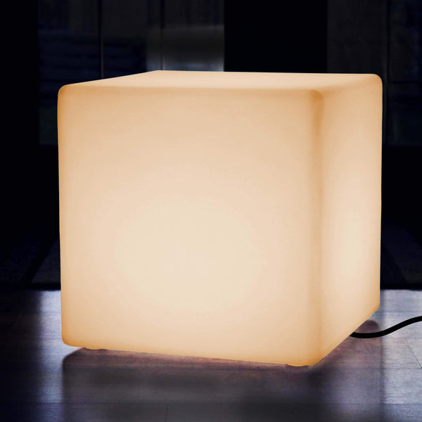 60cm Grosser Sitzwürfel Hocker Würfel, Moderne E27 Leuchte Stehlampe Warmweiss