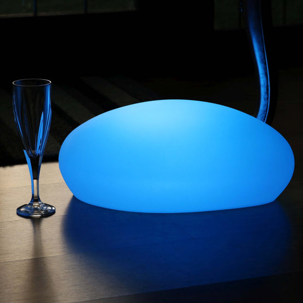 Designer LED Tischlampe, Kabellos, mehrfarbige RGB Beleuchtung, Pebble