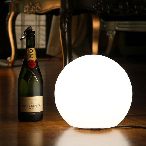 Runde LED Tischlampe 25cm, netzbetrieben, mit weissem E27 Leuchtmittel