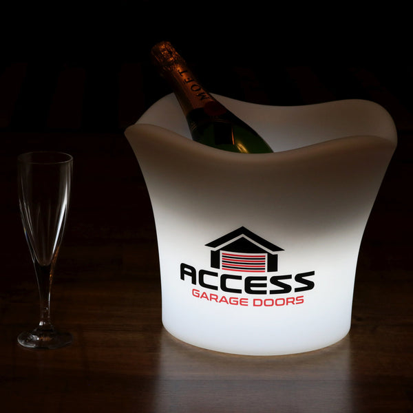 Personalisierter Logo-Eiskübel, Beleuchteter Wein Champagner Kühler, Einzigartiger LED-Tischaufsteller für Unternehmen für Konferenz, Business-Event