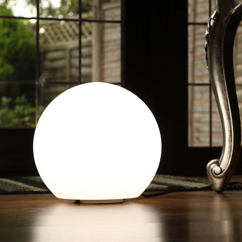 Dimmbare Tischlampe für das Wohnzimmer, 25cm Leuchtkugel, weiss