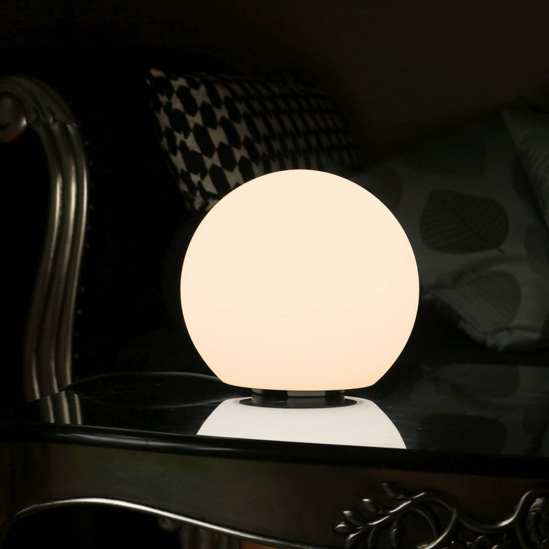 Moderne runde Nachttischlampe, 20cm Kugel, warmweisses LED Licht