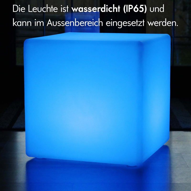 LED Sitzhocker, kabellose Stehlampe mit Farbwechsel, RGB Würfel Akku 50 cm