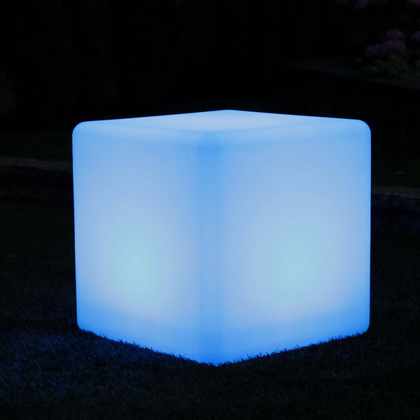 LED Würfel 40cm Outdoor, Leuchthocker, wasserdichte Garten Stehlampe