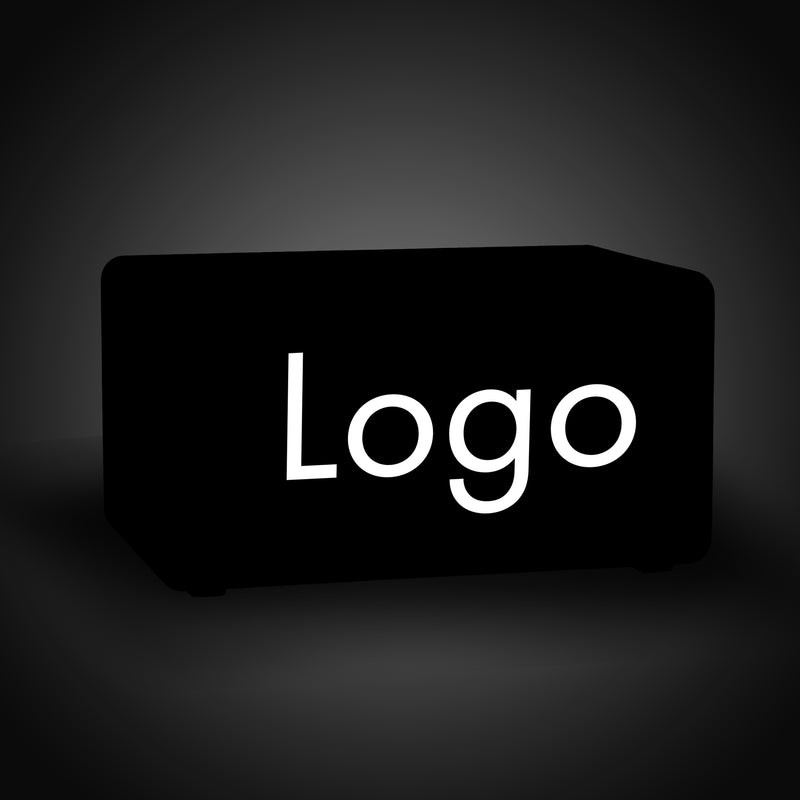 Logo-Leuchtkasten, Beleuchteter LED-Würfel, Sitzhocker Bank Rechteck, Personalisiertes Event-Werbeschild für Messestand, Konferenz, Firmenevent