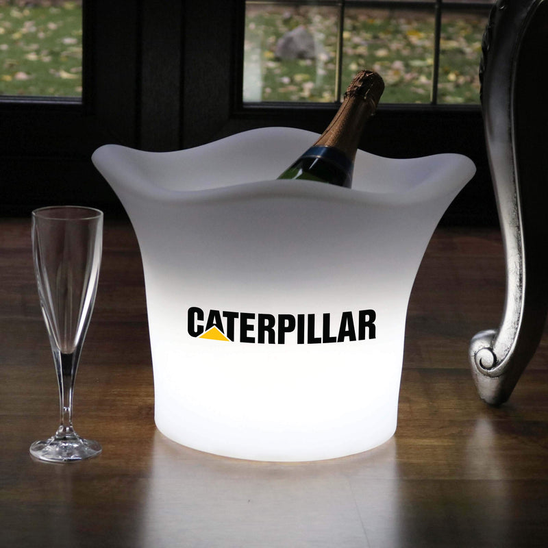 Personalisierter Logo-Eiskübel, Beleuchteter Wein Champagner Kühler, Einzigartiger LED-Tischaufsteller für Unternehmen für Konferenz, Business-Event