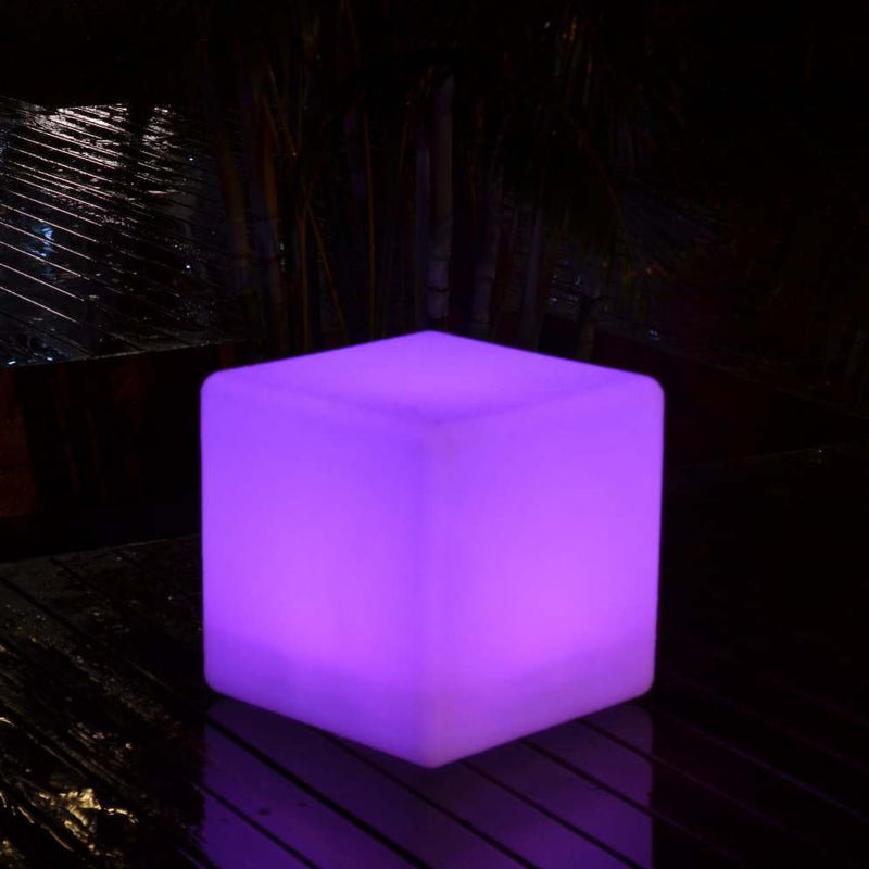 LED Würfel 40cm Outdoor, Leuchthocker, wasserdichte Garten Stehlampe