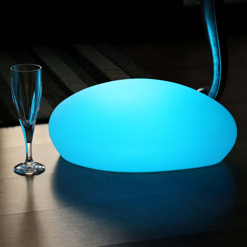 Designer LED Tischlampe, Kabellos, mehrfarbige RGB Beleuchtung, Pebble