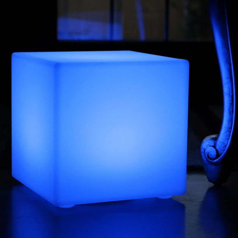 Kabellose Tischlampe, beleuchteter LED Würfel 30cm, Aussenbeleuchtung