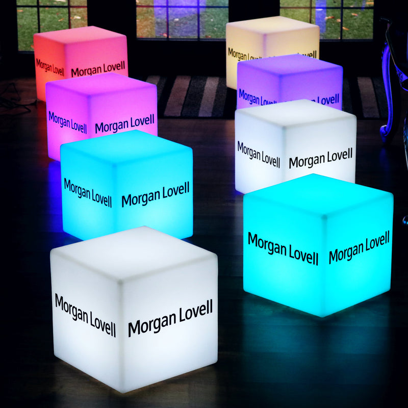 Individualisierte RGB-Leuchtreklame Werbeschild Sitzhocker-Markenleuchte Tisch Stuhl freistehend