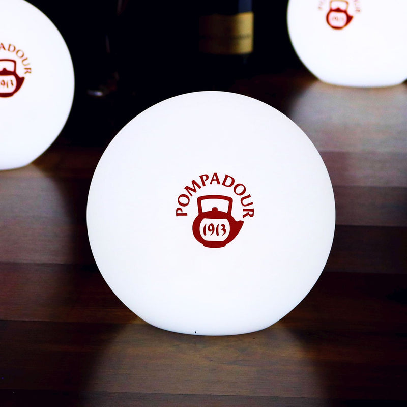 LED-Lampe personalisiert, Werbe-Stehleuchte rund mit Farbwechsel Leuchtkasten mit Logo, Leuchtbox