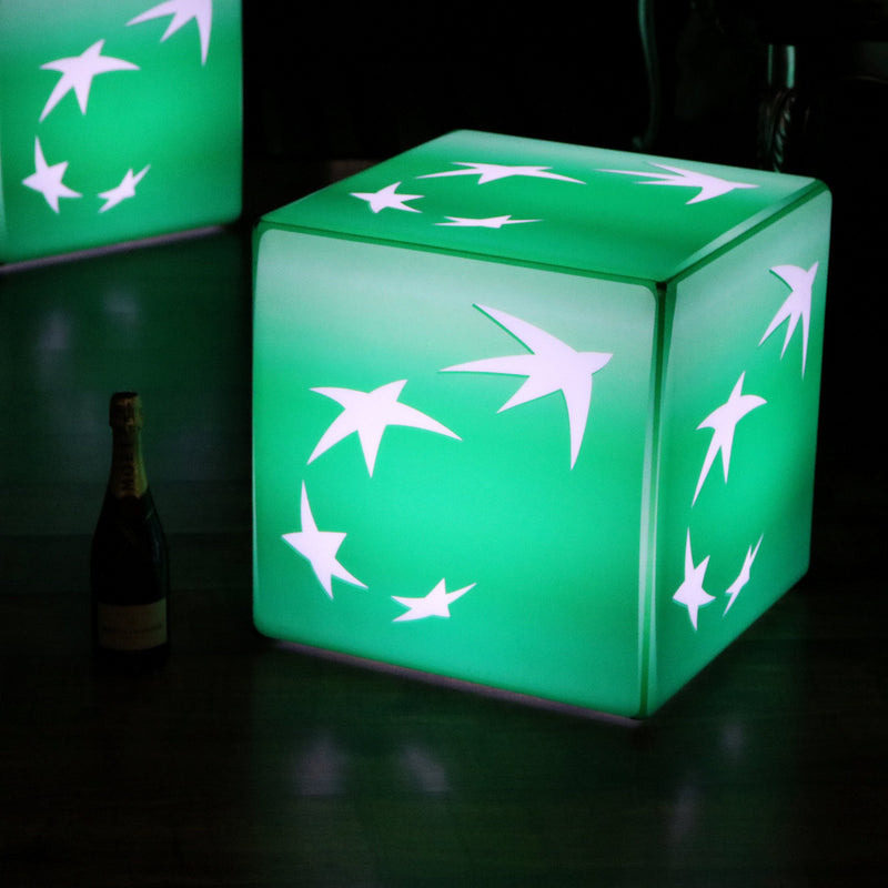 Werbe-Display hintergrundbeleuchtet, Würfel mit Markenlogo, 20 cm Leuchtreklame mit Personalisierung