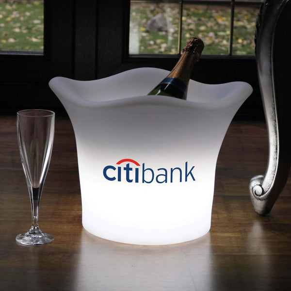  LED-Weinkühler Eiskübel Champagner personalisiert individueller Leuchtkasten mit Logo-Lichtwerbung