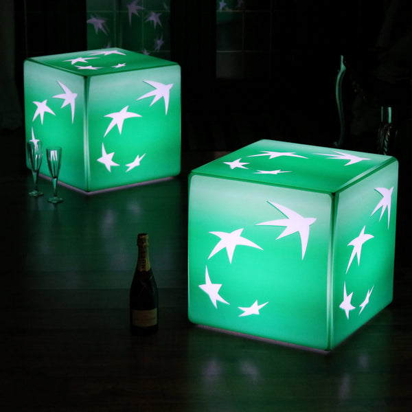 Personalisierte Leuchtreklame mit Leuchtlogo Lichtwerbung 10cm Werbegeschenk Batterie-Leuchtwürfeln